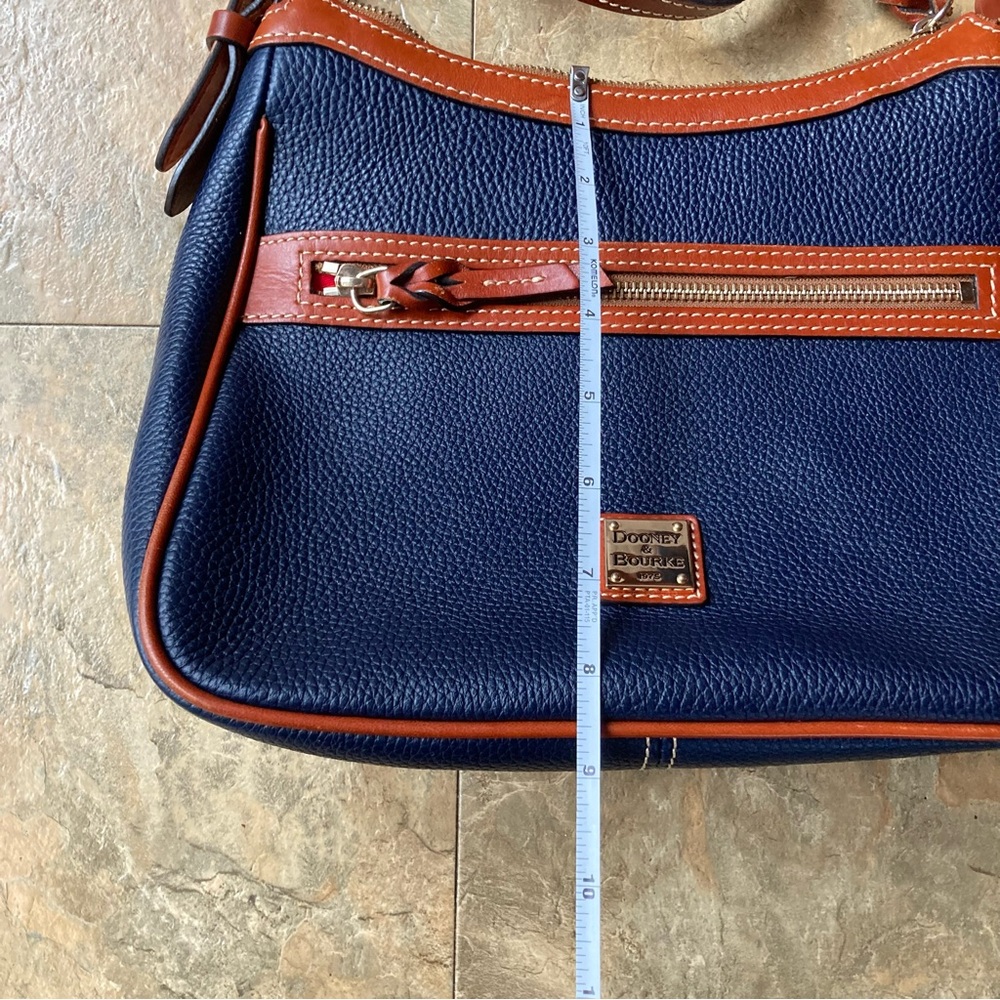 Dooney & Bourke Navy and Brown pebble Leather Crossbody Bag - Picture 4 of 15